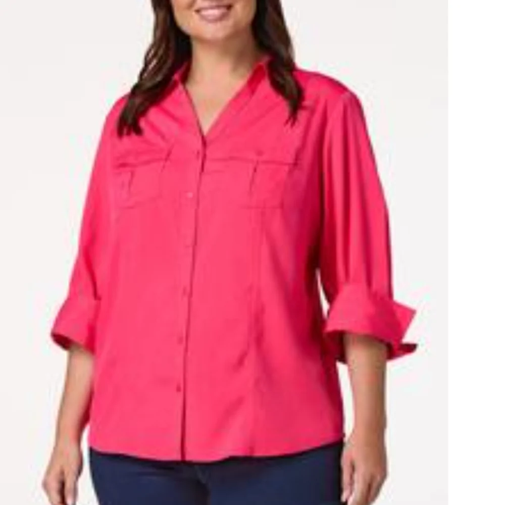 Cosmo Pink Button front blouse WP 14/16 NWT